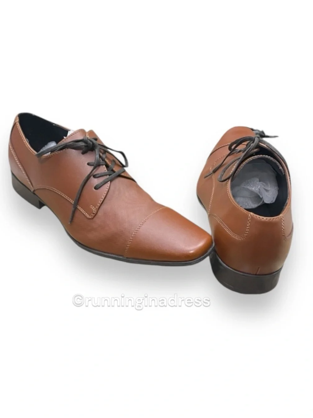 NWOT Calvin Klein Bram Cognac Leather Cap Toe Oxford Dress Shoes Men's Size 12